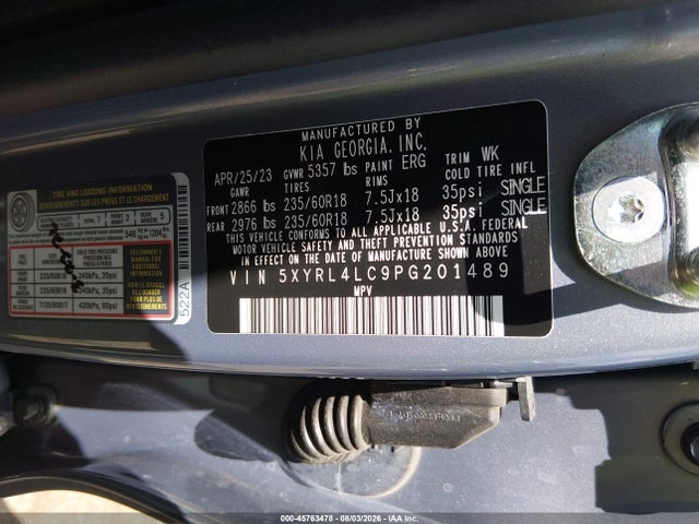 Продаж на аукціоні авто 2023 Kia Sorento S, vin: 5XYRL4LC9PG201489, номер лоту: 45763478