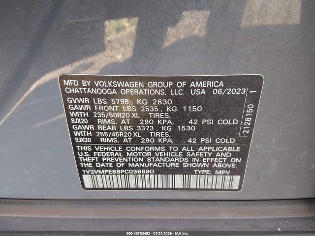 2023 Volkswagen Id.4 Pro/pro S მანქანა იყიდება აუქციონზე, vin: 1V2VMPE88PC036690, აუქციონის ნომერი: 45763482