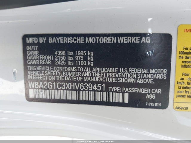 WBA2G1C3XHV639451 BMW M240i