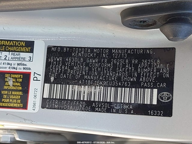 Toyota CAMRY SE 2014 4T1BF1FK9EU354763 Image 9