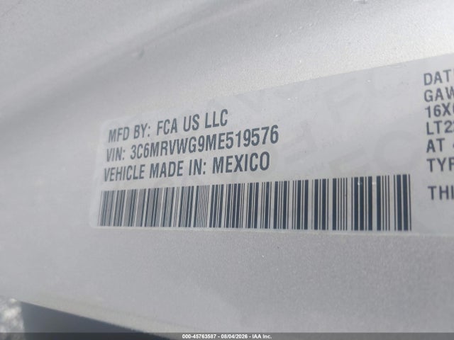 Auction sale of the 2021 Ram Promaster 3500 Low Roof 136 Wb, vin: 3C6MRVWG9ME519576, lot number: 45763587