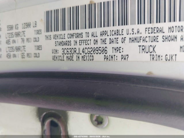 Продаж на аукціоні авто 2012 Ram 3500 Laramie, vin: 3C63DRJL4CG209506, номер лоту: 45763588