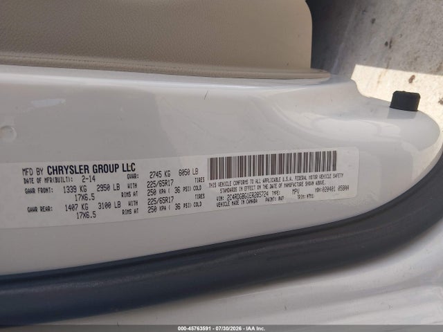 2014 Dodge Grand Caravan Se მანქანა იყიდება აუქციონზე, vin: 2C4RDGBG1ER285724, აუქციონის ნომერი: 45763591