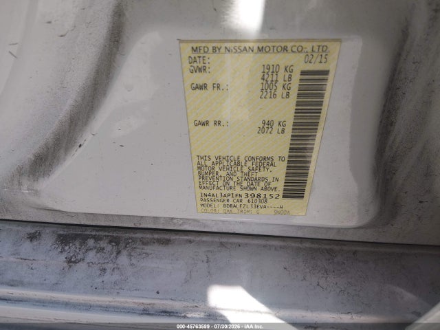 1N4AL3AP1FN398152 Nissan Altima 2.5 S