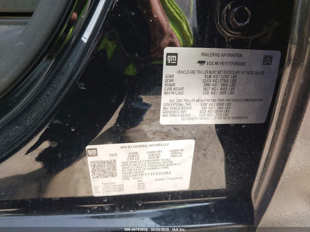 Продажа на аукционе авто 2026 Chevrolet Silverado 2500 Hd, vin: 1GC4KYEY7TF255383, номер лота: 45763608