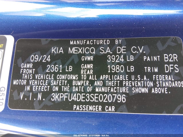 KIA K4 Ex 2025 3KPFU4DE3SE020796 Image 9