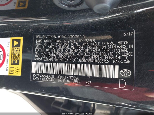 Toyota Mirai 2017 JTDBVRBDXHA003752 Image 9