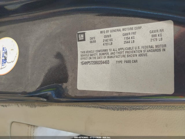 Aukcja sprzedaży 2008 Buick Lucerne Cx, vin: 1G4HP57208U204493, numer aukcji: 45763693