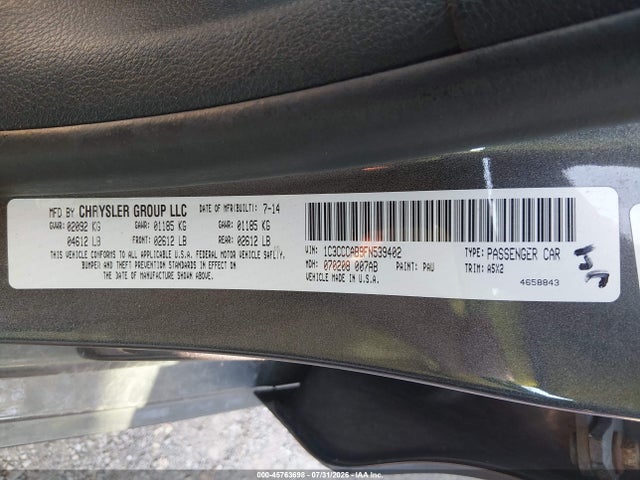 Продаж на аукціоні авто 2015 Chrysler 200 Limited, vin: 1C3CCCAB9FN539402, номер лоту: 45763698