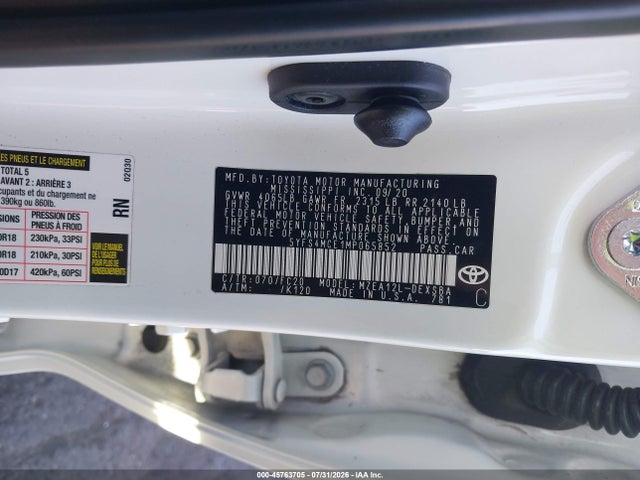 5YFS4MCE1MP065852 Toyota COROLLA SE
