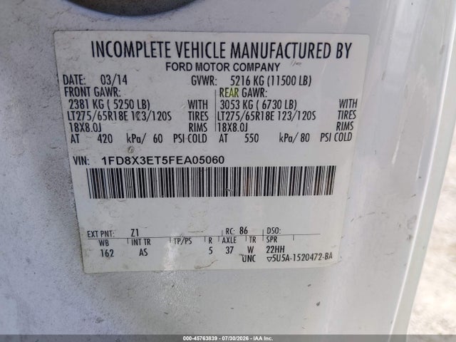 Ford F-350 Chassis Xl 2015 1FD8X3ET5FEA05060 Image 8