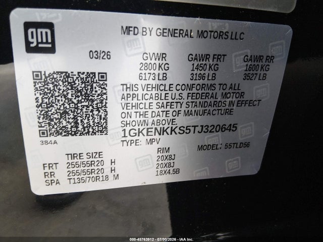 Продажа на аукционе авто 2026 Gmc Acadia Elevation Fwd, vin: 1GKENKKS5TJ320645, номер лота: 45763912