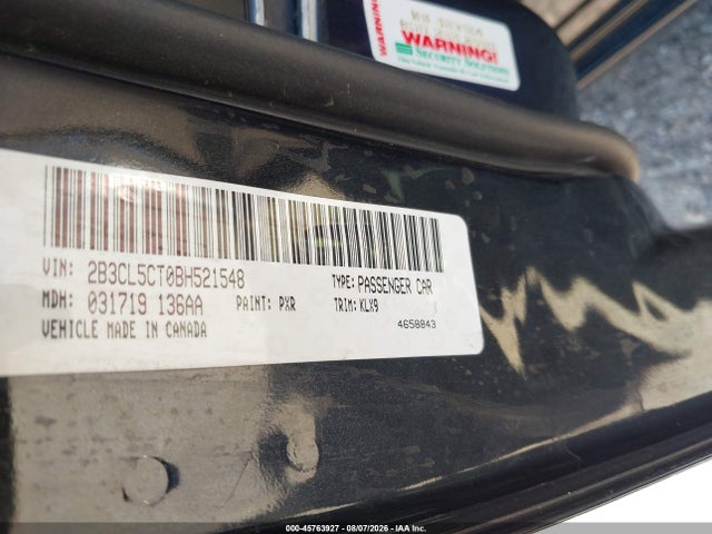 Продажа на аукционе авто 2011 Dodge Charger R/t, vin: 2B3CL5CT0BH521548, номер лота: 45763927