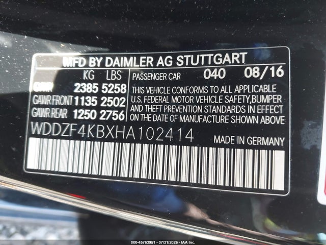 Продаж на аукціоні авто 2017 Mercedes-benz E 300 4matic, vin: WDDZF4KBXHA102414, номер лоту: 45763951