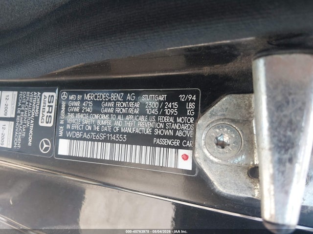 Продаж на аукціоні авто 1995 Mercedes-benz Sl 500, vin: WDBFA67E6SF114353, номер лоту: 45763978