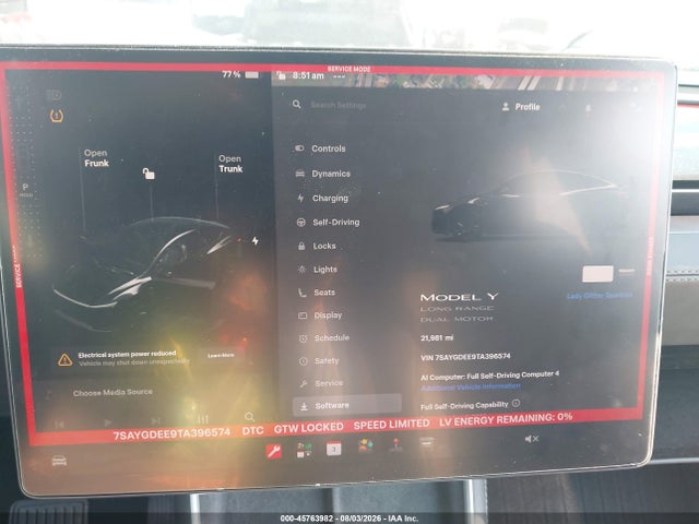 45763982 :رقم المزاد ، 7SAYGDEE9TA396574 vin ، 2026 Tesla Model Y All-wheel Drive/long Range Launch Series/premium All-wheel Drive مزاد بيع