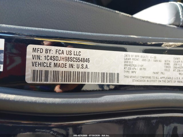 Dodge Durango Srt Hellcat Awd 2025 1C4SDJH98SC554846 Image 9