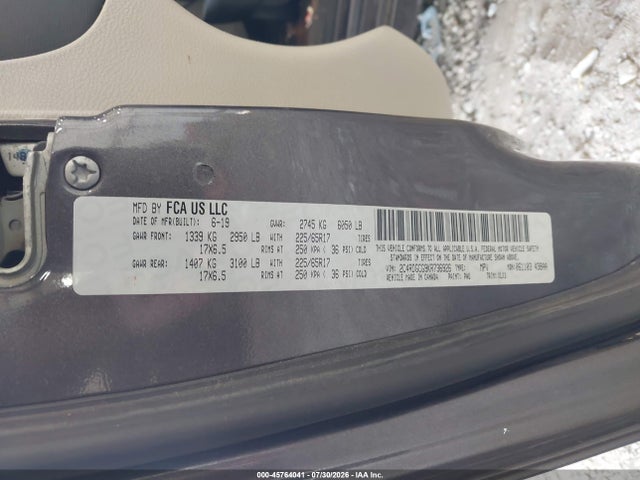 45764041 :رقم المزاد ، 2C4RDGCG9KR736926 vin ، 2019 Dodge Grand Caravan Sxt مزاد بيع