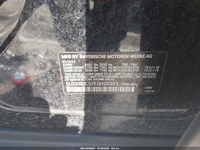 Auction sale of the 2014 Bmw X5 Xdrive35i, vin: 5UXKR0C52E0H20351, lot number: 45764087