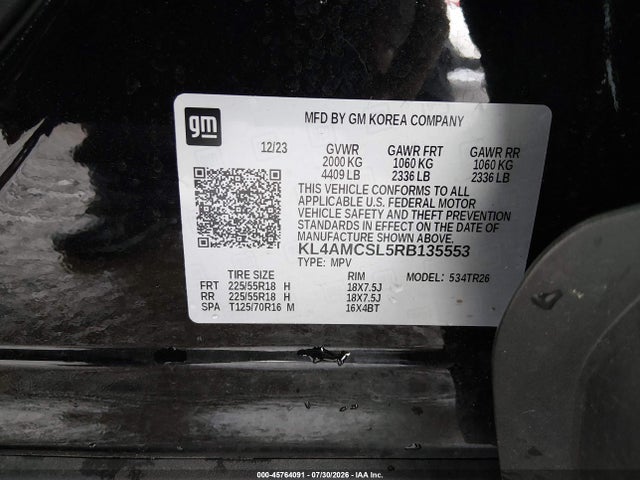 45764091 :رقم المزاد ، KL4AMCSL5RB135553 vin ، 2024 Buick Encore Gx Preferred Awd مزاد بيع