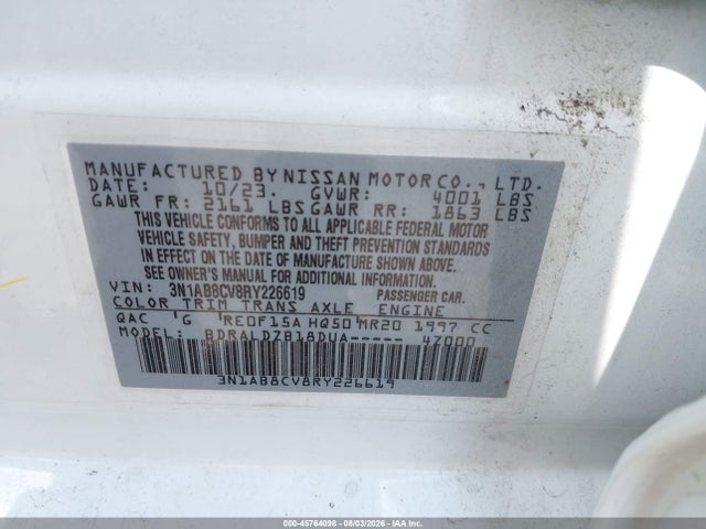 Продаж на аукціоні авто 2024 Nissan Sentra Sv Xtronic Cvt, vin: 3N1AB8CV8RY226619, номер лоту: 45764098