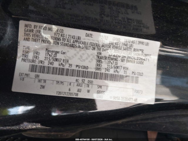 2013 Ford Focus Se მანქანა იყიდება აუქციონზე, vin: 1FADP3K26DL226471, აუქციონის ნომერი: 45764100
