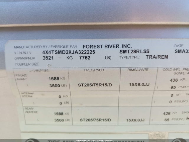 Forest River Salem 2018 4X4TSMD2XJA322225 Image 9