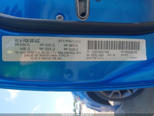 Aukcja sprzedaży 2016 Dodge Dart Se, vin: 1C3CDFAA8GD577488, numer aukcji: 45764171