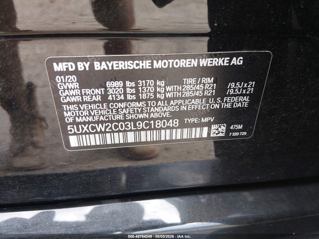 Aukcja sprzedaży 2020 Bmw X7 Xdrive40i, vin: 5UXCW2C03L9C18048, numer aukcji: 45764249