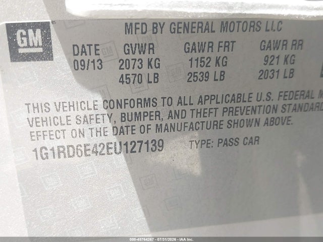 1G1RD6E42EU127139 Chevrolet Volt