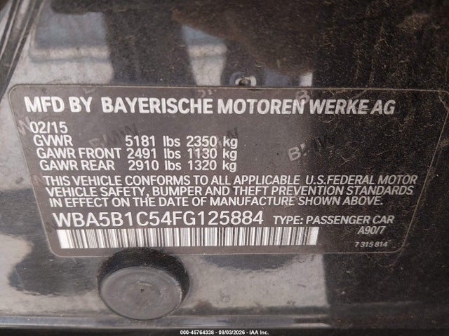 WBA5B1C54FG125884 BMW 535i