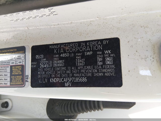 Продаж на аукціоні авто 2023 Kia Sportage Lx, vin: KNDPUCAF5P7185686, номер лоту: 45764357
