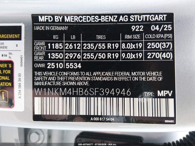 Продаж на аукціоні авто 2025 Mercedes-benz Glc 300 4matic Suv, vin: W1NKM4HB6SF394946, номер лоту: 45764377