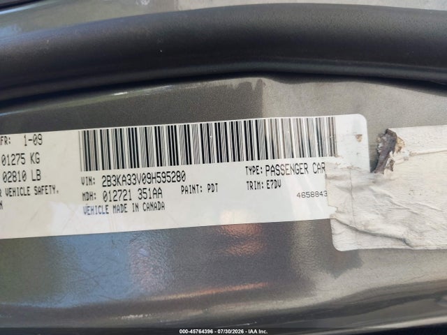 Aukcja sprzedaży 2009 Dodge Charger Sxt, vin: 2B3KA33V09H595280, numer aukcji: 45764396