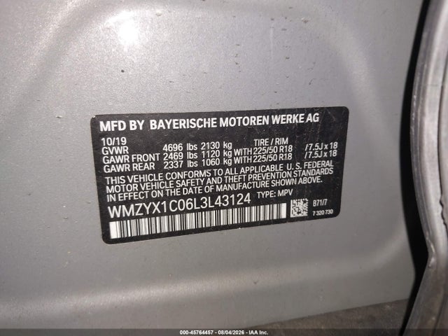 Продажа на аукционе авто 2020 Mini Countryman Cooper S, vin: WMZYX1C06L3L43124, номер лота: 45764457
