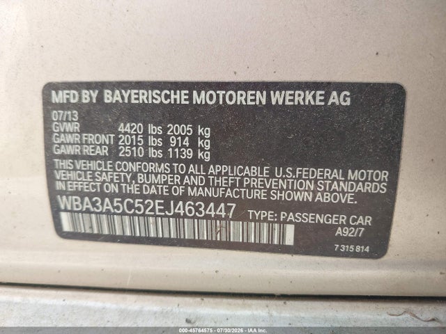 Продаж на аукціоні авто 2014 Bmw 328i, vin: WBA3A5C52EJ463447, номер лоту: 45764575