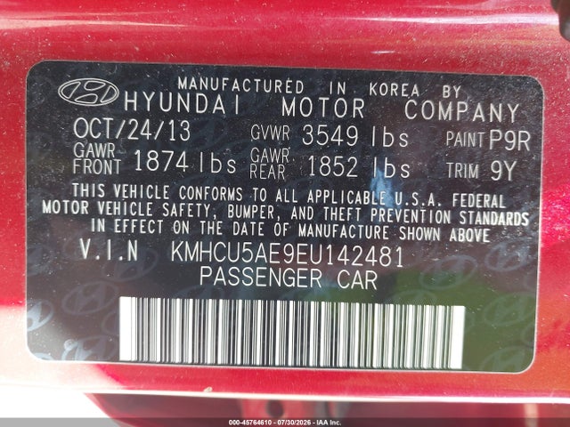 Продаж на аукціоні авто 2014 Hyundai Accent Se, vin: KMHCU5AE9EU142481, номер лоту: 45764610