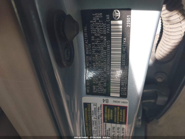 45764662 :رقم المزاد ، 4T1BK36B68U299815 vin ، 2008 Toyota Avalon Limited مزاد بيع