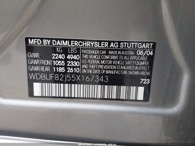 Продажа на аукционе авто 2005 Mercedes-benz E 320 4matic, vin: WDBUF82J55X167343, номер лота: 45764677