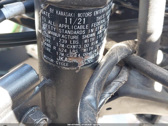 Продаж на аукціоні авто 2022 Kawasaki Ex400, vin: JKAEXKG13NDAG4327, номер лоту: 45764691