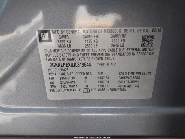 2018 Gmc Terrain Slt მანქანა იყიდება აუქციონზე, vin: 3GKALPEX0JL319644, აუქციონის ნომერი: 45764729