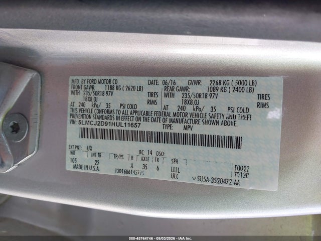 Lincoln MKC SELECT 2017 5LMCJ2D91HUL11657 Image 9