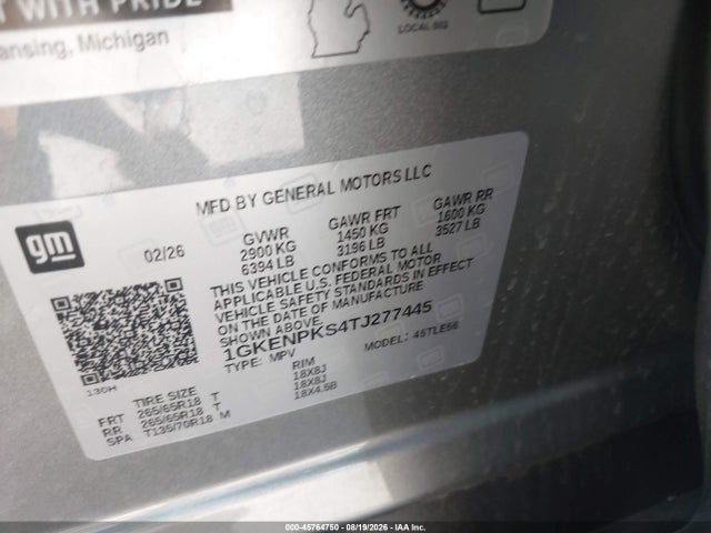 2026 Gmc Acadia At4 Awd მანქანა იყიდება აუქციონზე, vin: 1GKENPKS4TJ277445, აუქციონის ნომერი: 45764750