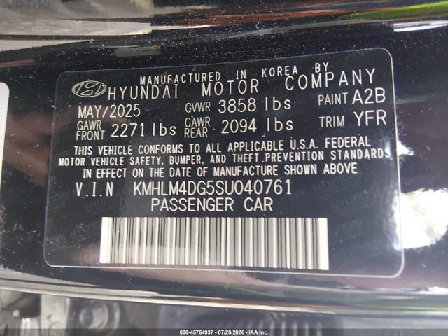 2025 Hyundai Elantra Sel Sport მანქანა იყიდება აუქციონზე, vin: KMHLM4DG5SU040761, აუქციონის ნომერი: 45764937
