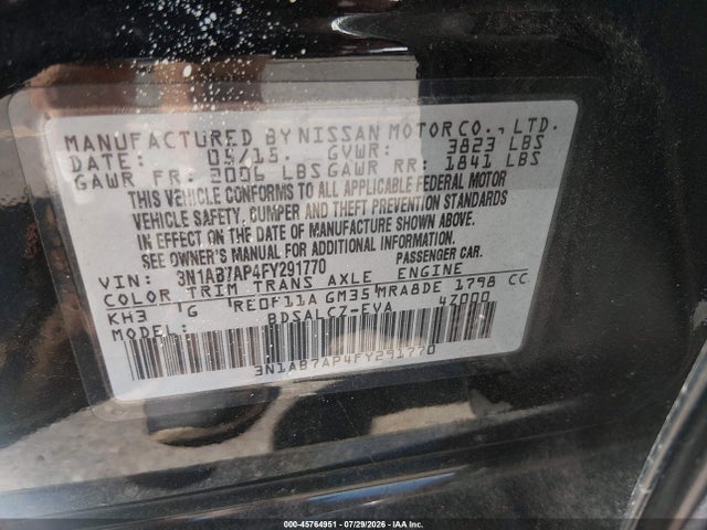 Nissan SENTRA S 2015 3N1AB7AP4FY291770 Image 9