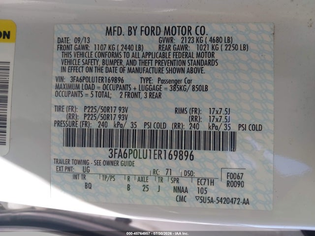 Ford Fusion Hybrid Se 2014 3FA6P0LU1ER169896 Image 9