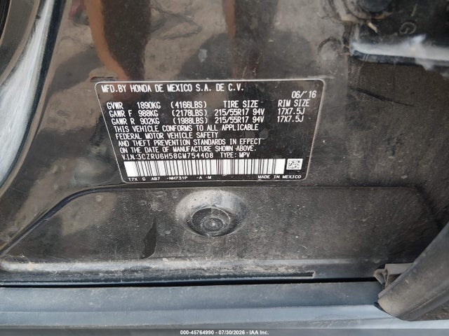3CZRU6H58GM754408 Honda HR-V EX