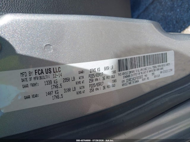 Aukcja sprzedaży 2015 Chrysler Town & Country S, vin: 2C4RC1HG3FR655872, numer aukcji: 45764999