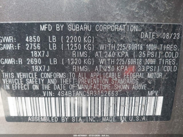 Subaru Outback Limited 2024 4S4BTANC5R3152663 Image 9