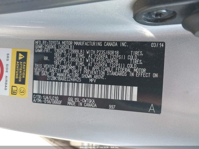 Продажа на аукционе авто 2014 Lexus Rx 350, vin: 2T2BK1BAXEC248425, номер лота: 45765030